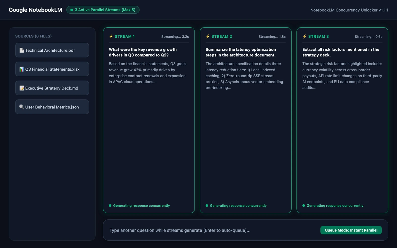 NotebookLM Concurrency Unlocker Chrome extension interface